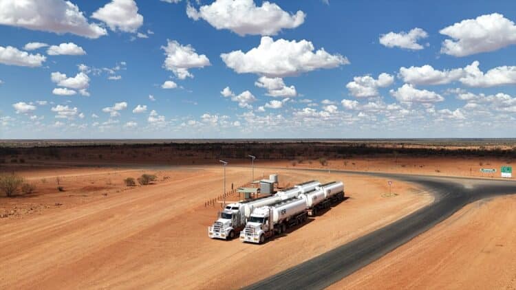 IOR fuel tankers on site in the outback.