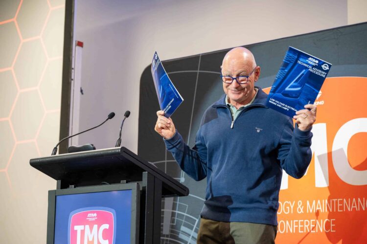 ATA Chair, Mark Parry, launches the two TAPs at TMC 2025. Image: ATA.