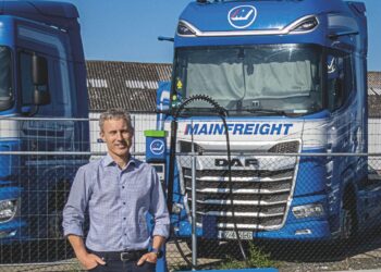 Mainfreight Europe CEO, Ben Fitts in front of one the company’s fleet of trucks. Image: Prime Creative Media/Time Giles.