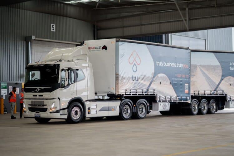 Tru Transport and Logistics collaborated with Freight Assist Australia to showcase a Volvo EV at the Swisse Wellness National Operations Centre. Image: Tru Australia Transport and Logistics.