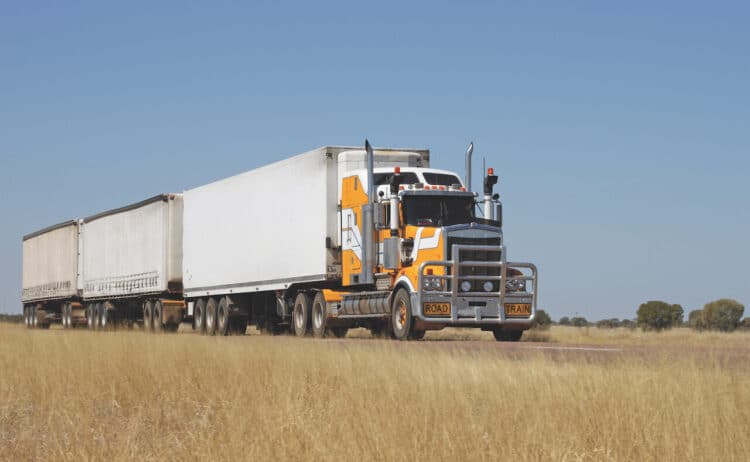 Vehicle dynamics of road trains and large truck-trailer combinations is a vexing issue 
for operators. Image: On-Air/stock.adobe.com.