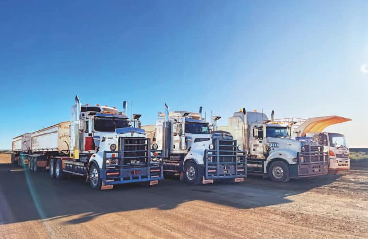 Some of MDH Transport’s
impressive fleet of Kenworth rigs. Image: MDH Transport.