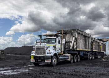 One of the many Qube prime movers operating from the Blackwater coal mines. Image: Qube Holdings.
